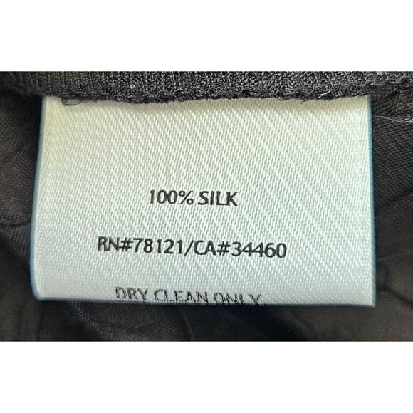 Eileen Fisher SZ L 100% Silk Crinkle Look Blouse Button Front Side Slit Designer - Picture 6 of 7